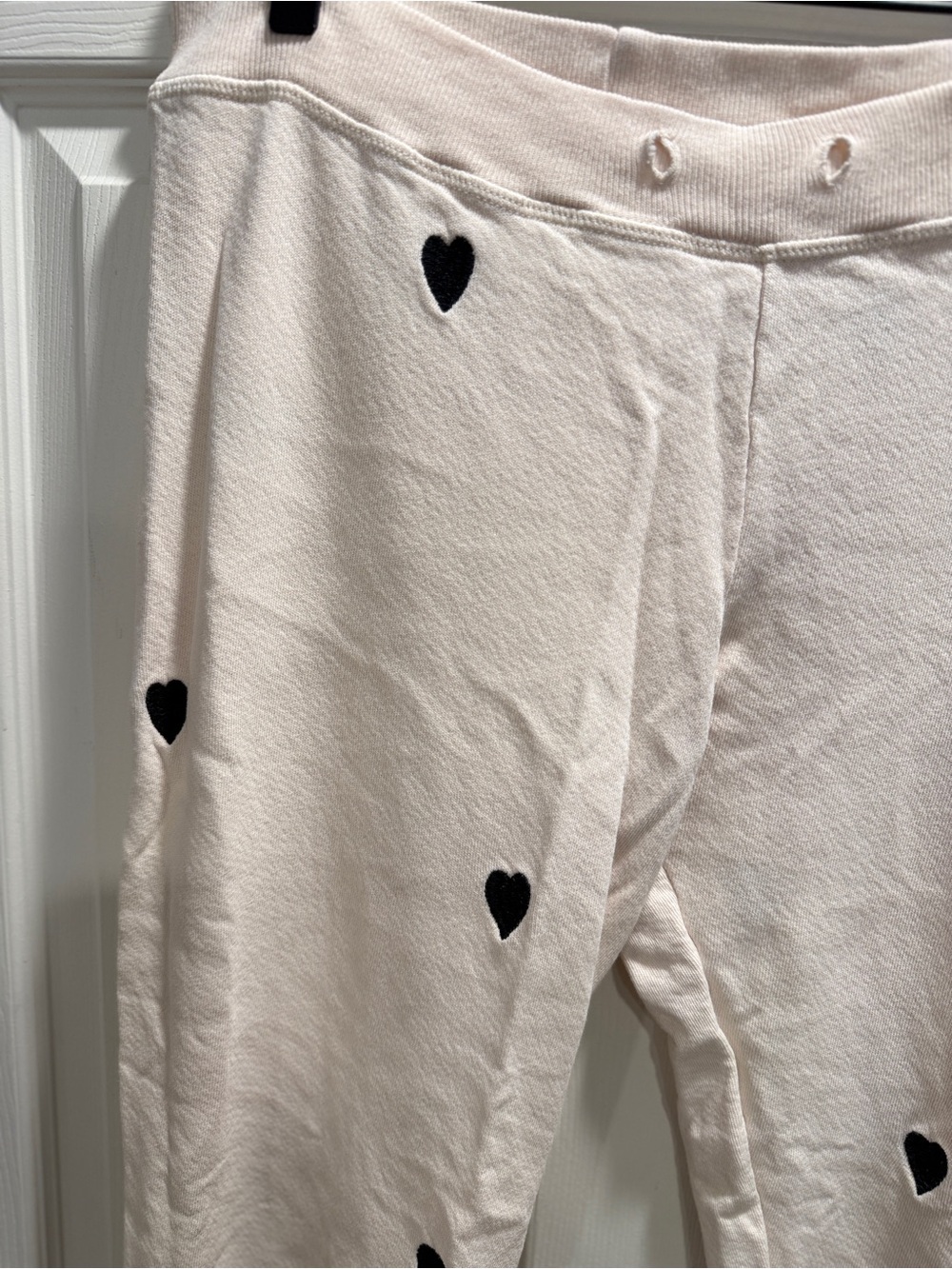 The GREAT. Heart Print Joggers Size 0 Cream Cotton Sweatpants Cozy Lounge Pants - Picture 5 of 12